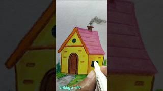 Draw hut using A alphabet #hut #house #easydrawing #relaxing #pastelart #village #art #shorts #yt