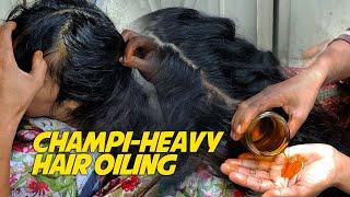 Heavy Champi Hair Oiling Head Scalp View | ASMR Pakistan