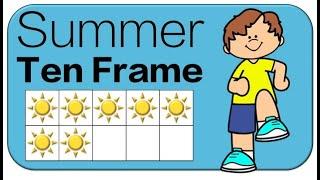 Summer Ten Frame Subitizing: Math Counting Brain Break