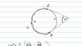 Find arc intercepted by two tangents
