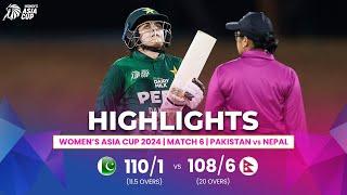 Pakistan (W) vs Nepal (W) | ACC Women's Asia Cup | Match 6 | Highlights