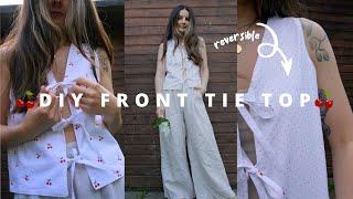 DIY FRONT TIE TOP  self drafted & reversible! | Beginner friendly sewing tutorial | Owlipop DIY