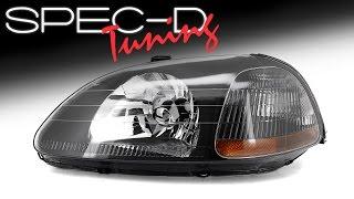 SPECDTUNING DEMO VIDEO:  1996-1998 HONDA CIVIC JDM EURO HEADLIGHTS