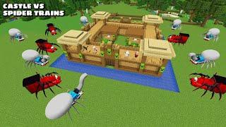 SURVIVAL CASTLE BASE VS 100 SPIDER-THOMAS AND CHARLES in Minecraft - Gameplay - Coffin Meme