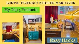 Small kitchen Makeover Under Budget ll Rental  Friendly  kitchen Decor and Makeover