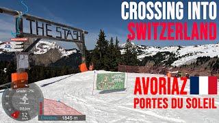 [4K] Skiing Avoriaz, The Stash and Crossing into Switzerland, Portes du Soleil France, GoPro HERO11