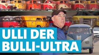 Ulli hat in seiner Werkstatt restaurierte VW-Busse und tausende Miniatur-Bullis