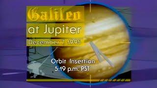 Galileo Orbit Insertion at Jupiter - Ed Stone, Carl Sagan, NASA TV, 1995,  HD Remaster