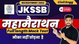 JKSSB-JE महामैराथन Civil Engineering | Full length mock test | Live