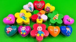 Finding Pinkfong in Flower Shapes, Mini Heart with Rainbow CLAY Coloring! Satisfying Videos, ASMR