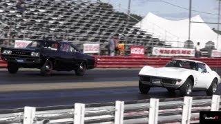 Very Rare 426 Hemi Super Bee vs 454 LS6 Corvette - 1/4 mile Drag Race - Road Test TV®