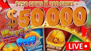 $250 SPINS! LARGEST JACKPOT EVER ON  Huff N’ More Puff Live Slot Play! $50,000 HIGH LIMIT