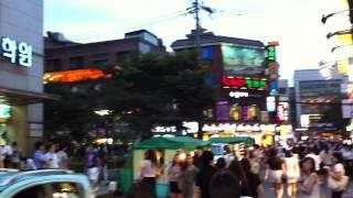 Hongdae Exit #9 on a weekday evening