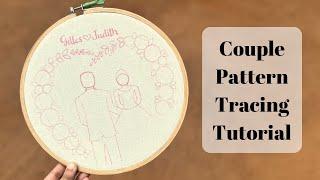 Embroidery Couple Hoops Pattern Tracing Tutorial  Hand Embroidery Tutorial Video for Beginners