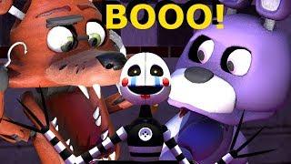 FNAF Baby Foxy and the baby animatronics react to a Jack in the box - FNAF SFM animation