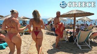 BIKINI BEACH | Greece beach | Halkidiki Kasandra / beach girls ️ Beach Walk 2023