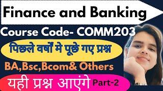 Previous Year Questions|Finance and Banking |COMM203|Minor Co-Curricular course|Part-3