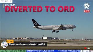 LUFTHANSA A340 DIVERTED TO ORD  LIVE on The Curious Spotter