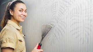 RAKE + PLASTER = SUPER WALL DECOR! interior design ideas for a penny | DIY REPAIRS