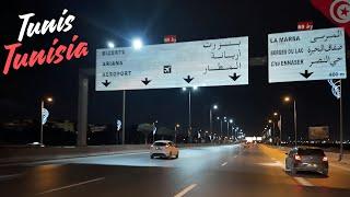 Tunis by Night  | Driving Past the Clock Tower  4K