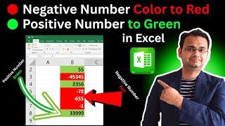 Excel - Negative Number Color to Red & Positive Number to Green with Conditional Formatting
