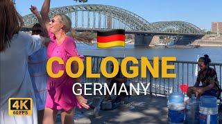 Cologne (Köln)  Germany 4K walking tour in city center, Hohenzollernbrücke and Kölner Dom