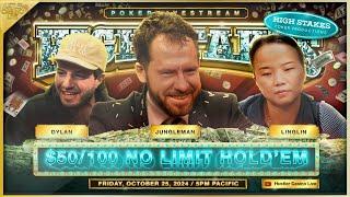 Jungleman Plays HIGH STAKES $50/100/200 w/ Linglin, Dylan & Mike X - Commentary by Charlie Wilmoth