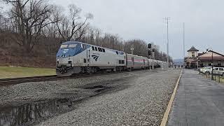 Amtrak #122 leads the eastbound Pennsylvanian at Lewistown, PA (02/27/2024)