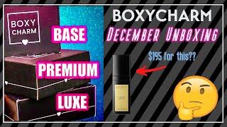 BOXYCHARM DECEMBER 2021 UNBOXING | BASE BOX vs. PREMIUM BOX vs. LUXE BOX | DOSSIER PERFUMES