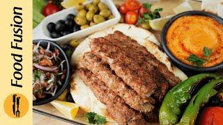 Lebanese Platter With Adana Kabab & Roasted Pepper Hummus Recipe By Food Fusion (Bakra Eid Special)