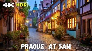 5AM in Prague - Empty Streets | 4K HDR with 3D SOUND Night Walking Tour of Prague