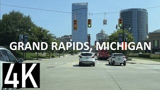 Road Tour of Grand Rapids, Michigan in 4K - Driving in Grand Rapids, MI - Downtown & East GR