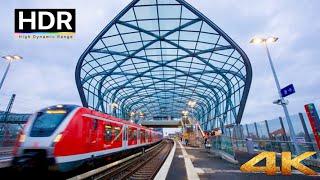 [4k HDR] Hamburg Elbbrücken Beautiful Bridge  and Bahnhof Walking Tour . Germany 2023.