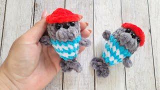 Морж, тюлень  брелок из плюшевой пряжи крючком crochet seal tutorialHäkelsiegel