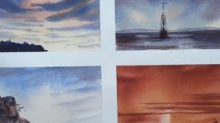 Акварель.-Краски. часть1. Для начинающих. 4 картины тремя красками.Watercolor paints