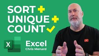 Excel - Combine the SORT, UNIQUE, and COUNT functions