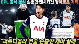 [해외반응] "과르디올라 전술 손흥민 제어 실패한 이유" EPL 오피셜+디애슬레틱 컬럼 (토트넘 맨시티 분석)