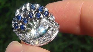 Certified Jewelry Estate Natural Blue Sapphire Diamond 14k Gold Cocktail Engagement Ring - C686