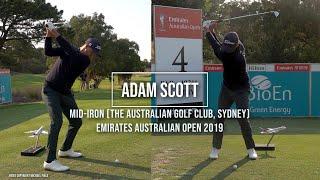 Adam Scott Golf Swing Mid-Iron (Face-on & DTL), Emirates Australian Open, Sydney, December 2019.