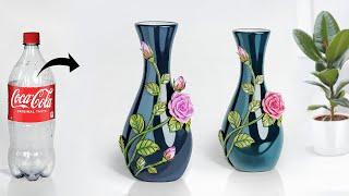 Plastic bottle flower vase making - Look like ceramic vase | प्लास्टिक की बोतल फूल फूलदान बना रही है