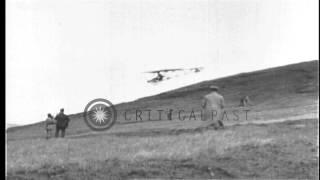 Early primary glider launched from hilltop in the United States HD Stock Footage