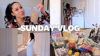 SUNDAY VLOG: Cleaning, Grocery Haul, Drugstore Hair Routine | Marie Jay