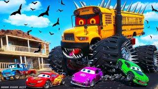 School Bus Head Eater Transforms & Attacks City Cars  - Epic Action-Packed Rescue Mission!