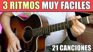 3 RITMOS FACILES que te SALVARAN la VIDA si eres GUITARRISTA PRINCIPIANTE (21 Canciones)