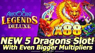 NEW 5 Dragons Slot Machine in the NEW Aristocrat Legends Deluxe game at the Venetian in Las Vegas!