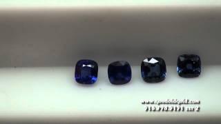 Comparing Color and Transparency in 4 Blue Sapphire Cushions