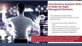 MIT Sloan Executive Education | Applied Business Analytics  (Online) | Webinar