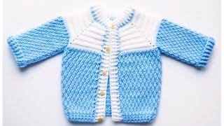 How to crochet easy baby sweater, crochet jacket, crochet cardigan for Boys and girls 6-9M #226