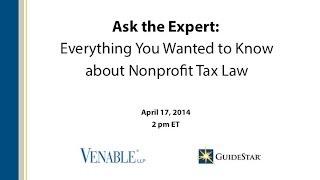 Ask the Expert: Everything You Wanted to Know about Nonprofit Tax Law