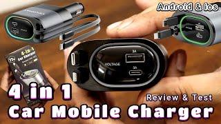 4 in 1 Fast Car Mobile Charger With Cable 72W | VELOMAX | Charging 4 Devices | Universal Android iOS